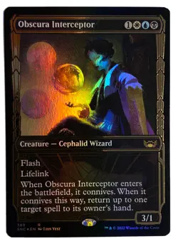 OBSCURA INTERCEPTOR *GILDED FOIL* NEW CAPENNA MTG MULTICOLOR CREATURE RARE NM - Image 1