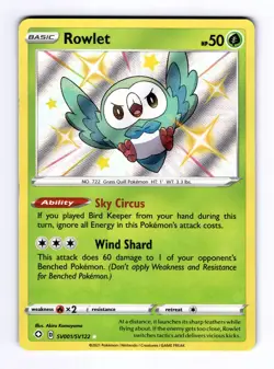 Rowlet Shining Fates: Shiny Vault #SV001 (2020) Holo NM Pokemon - Image 1