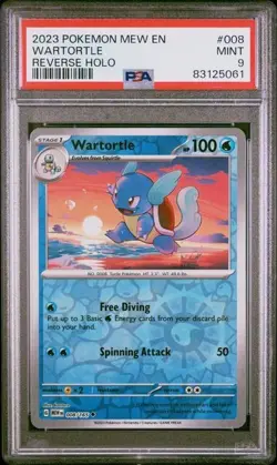 2023 Pokemon 151 Wartortle REVERSE HOLO PSA 9 MINT #008 Uncommon - Image 1