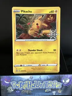 Pokemon Card Pikachu SWSH153 Advent Holiday Promo Snowflake Stamp NM - Image 1