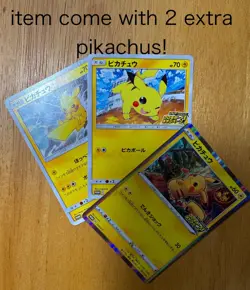 Pikachu 124/S-P Pika Pika Pikachu! Promo Japanese Pokemon Card + 2 Bonus Cards - Image 3