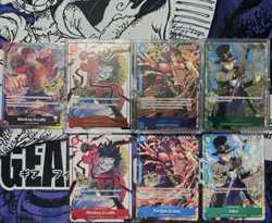 One Piece OP13 3rd Anniversary Winner + Promos Cards Set Luffy, Sabo and Ace - Image 1