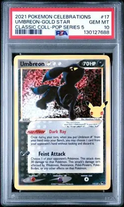 2021 POKEMON CELEBRATIONS CLASSIC COLL #17 UMBREON-GOLD STAR PSA 10 - Image 1