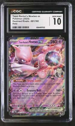 CGC 10 - Team Rocket's Mewtwo ex 081/182 Double Rare - Pokemon Destined Rivals - Image 1