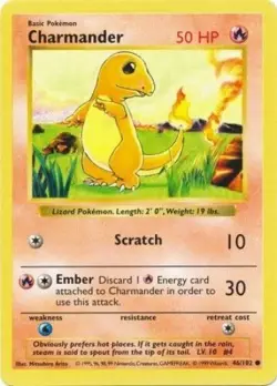 Pokemon TCG - Charmander - 46/102 - Common - Shadowless - Base Set [Light Play] - Image 1