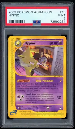 2003 Pokemon Unlimited Aquapolis 16/147 Hypno Non-Holo PSA MINT 9 - Image 1