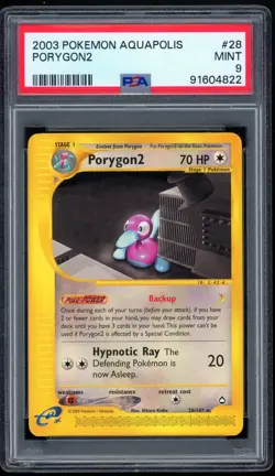 2003 Pokemon Unlimited Aquapolis 28/147 Porygon2 Non-Holo PSA MINT 9 - Image 1