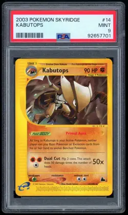 2003 Pokemon Unlimited Skyridge 14/144 Kabutops Non-Holo PSA MINT 9 - Image 1