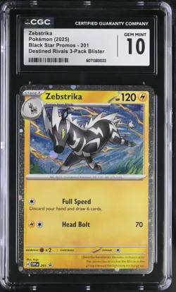 CGC 10 Zebstrika 201 SVP Holo Black Star Promo Pokemon Destined Rivals Gem Mint - Image 1