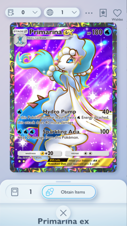 Primarina Full Art, Pokemon TCG Pocket, English language, Eevee Grove - Image 1