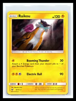 💥 Pokemon TCG Raikou # 3273 Shining Legends Holo 2017 - Image 1