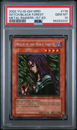 Yugioh 2002 Witch of the Black Forest MRD 1st Edition PSA 10 Silver Letter Rare - Image 1