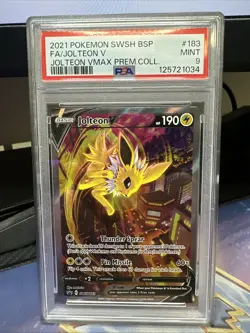 Jolteon v SWSH183 Pokemon TCG Sword & Shield Holo Black Star Promo Card PSA 9 - Image 1