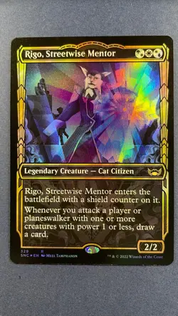 MTG Streets of New Capenna Rigo, Streetwise Mentor Showcase Foil 329 - Image 1