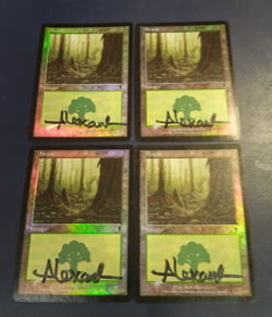 MTG MERCADIAN MASQUES Forest FOIL SIGNED x4 Price for x4 - Image 1