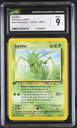 CGC 9 - Scyther 46/75 1st Edition Uncommon - Pokemon Neo Discovery WOTC Vintage - Image 1