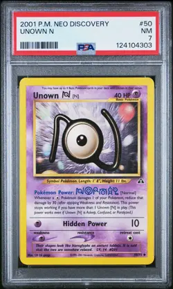 2001 POKEMON NEO DISCOVERY #50 UNOWN N PSA 7 - Image 1