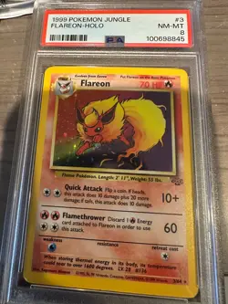 1999 POKEMON JUNGLE #3 FLAREON-HOLO PSA 8 - Image 1