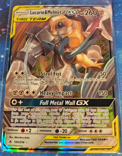 Pokemon Lucario and Melmetal GX SM Unbroken Bonds Card 120/214 NM Tag Team - Image 1