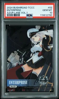 2024 BUSHIROAD TRADING CARD COLLECTIOCLEAR AZUR LANE VOL.1 #02 ENTERPRISE PSA 10 - Image 1