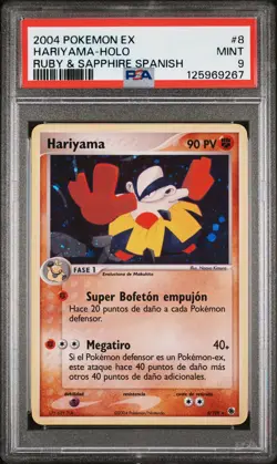 2004 POKEMON SPANISH EX RUBY & SAPPHIRE #8 HARIYAMA-HOLO PSA 9 - Image 1