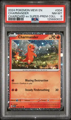 2024 POKEMON MEW EN-151 CHARIZARD EX SUPER-PREMIUM COLLECTION CHARMANDER PSA 8 - Image 1