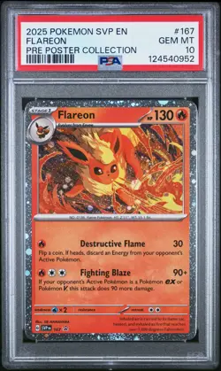 2025 POKEMON SVP PROMO PRISMATIC EVOLUTIONS POSTER COLLECTION FLAREON PSA 10 - Image 1
