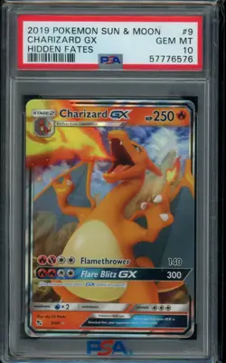 2019 Pokemon SM Hidden Fates Charizard GX #9/68 PSA 10 - Image 1