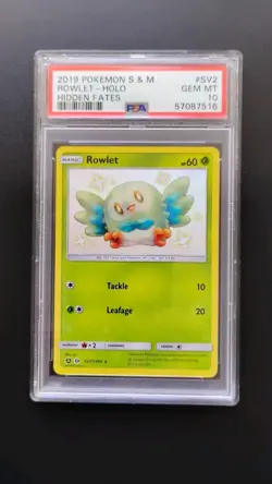 Pokemon Sun & Moon Rowlet #SV2 Hidden Fates 2019 Shiny Holo PSA 10 - Image 1