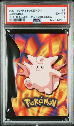 2001 TOPPS POKEMON JOHTO LEAGUE CHAMPIONS DIE-CUT EMBOSSED #9 CLEFABLE PSA 6 - Image 1