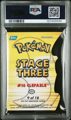 2001 TOPPS POKEMON JOHTO LEAGUE CHAMPIONS DIE-CUT EMBOSSED #9 CLEFABLE PSA 6 - Image 2