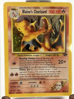 2000 Pokemon Gym Challenge Holo #2 Blaine's Charizard PSA 5 🌀 SWIRL - Image 3