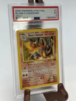 2000 Pokemon Gym Challenge Holo #2 Blaine's Charizard PSA 5 🌀 SWIRL - Image 5