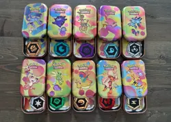 EMPTY Pokemon 151 Mini Tin Set of 10 w/ Energy Coins & Art Cards - NO PACKS - Image 2