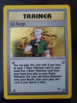 Lt. Surge 17/132 Holo Rare Pokemon TCG Card Gym Heroes Trainer Vermillion MP - Image 1