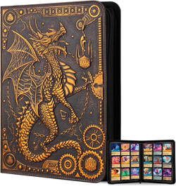 Trading Card Binder,360 Side Loading Pockets Albums with Zipper,3D PU Leather Em - Image 1