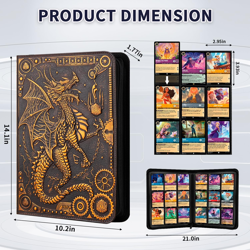 Trading Card Binder,360 Side Loading Pockets Albums with Zipper,3D PU Leather Em - Image 2