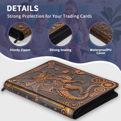 Trading Card Binder,360 Side Loading Pockets Albums with Zipper,3D PU Leather Em - Image 4