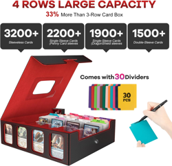 Card Storage Box 3200+ MTG Deck Box with 30 Colorful Divider, 4 Row Commander Tr - Image 3