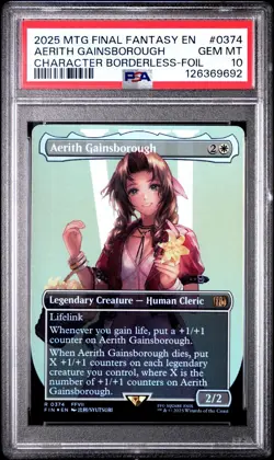 PSA 10 MTG FINAL FANTASY CHARACTER BORDERLESS-FOIL AERITH GAINSBOROUGH 0374 - Image 1