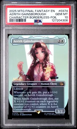 PSA 10 MTG FINAL FANTASY CHARACTER BORDERLESS-FOIL AERITH GAINSBOROUGH 0374 - Image 3