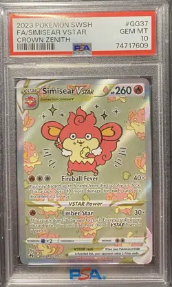 Pokemon TCG Simisear VSTAR Galarian Gallery GG37/GG70 Crown Zenith PSA 10 - Image 1