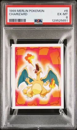 1999 MERLIN POKEMON #6 CHARIZARD PSA 6 - Image 1