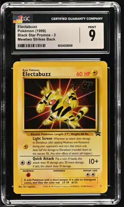 CGC 9 Electabuzz Black Star Promo 2 Mewtwo Strikes Back Pokemon Movie WOTC 1999 - Image 1