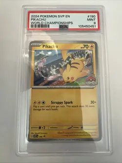 Pokemon 2024 Pikachu 190 World Championships 2024 Promo PSA 9 - Image 1