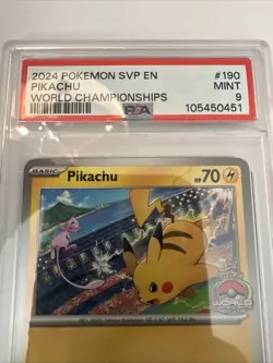 Pokemon 2024 Pikachu 190 World Championships 2024 Promo PSA 9 - Image 3