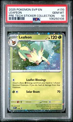 PSA 10 - Leafeon 170 SVP - Pokemon Prismatic Evolutions Tech Sticker Promo - Image 1