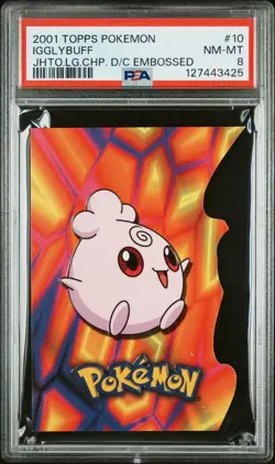 2001 TOPPS POKEMON JOHTO LEAGUE CHAMPIONS DIE-CUT EMBOSSED #10 IGGLYBUFF PSA 8 - Image 1