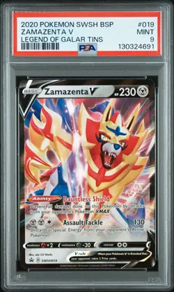 2020 POKEMON SWSH BLACK STAR PROMO LEGEND OF GALAR TINS #019 ZAMAZENTA V PSA 9 - Image 1
