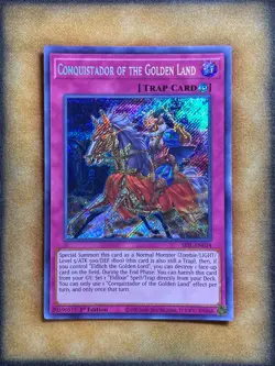 Yugioh Conquistador of the Golden Land SESL-EN034 Secret Rare 1st Ed NM - Image 1